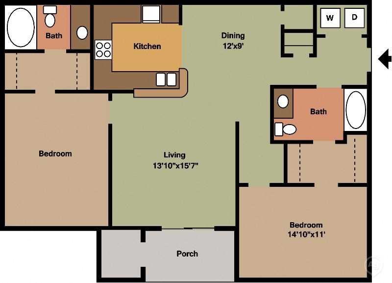 Two Bedroom Floor Plan 4